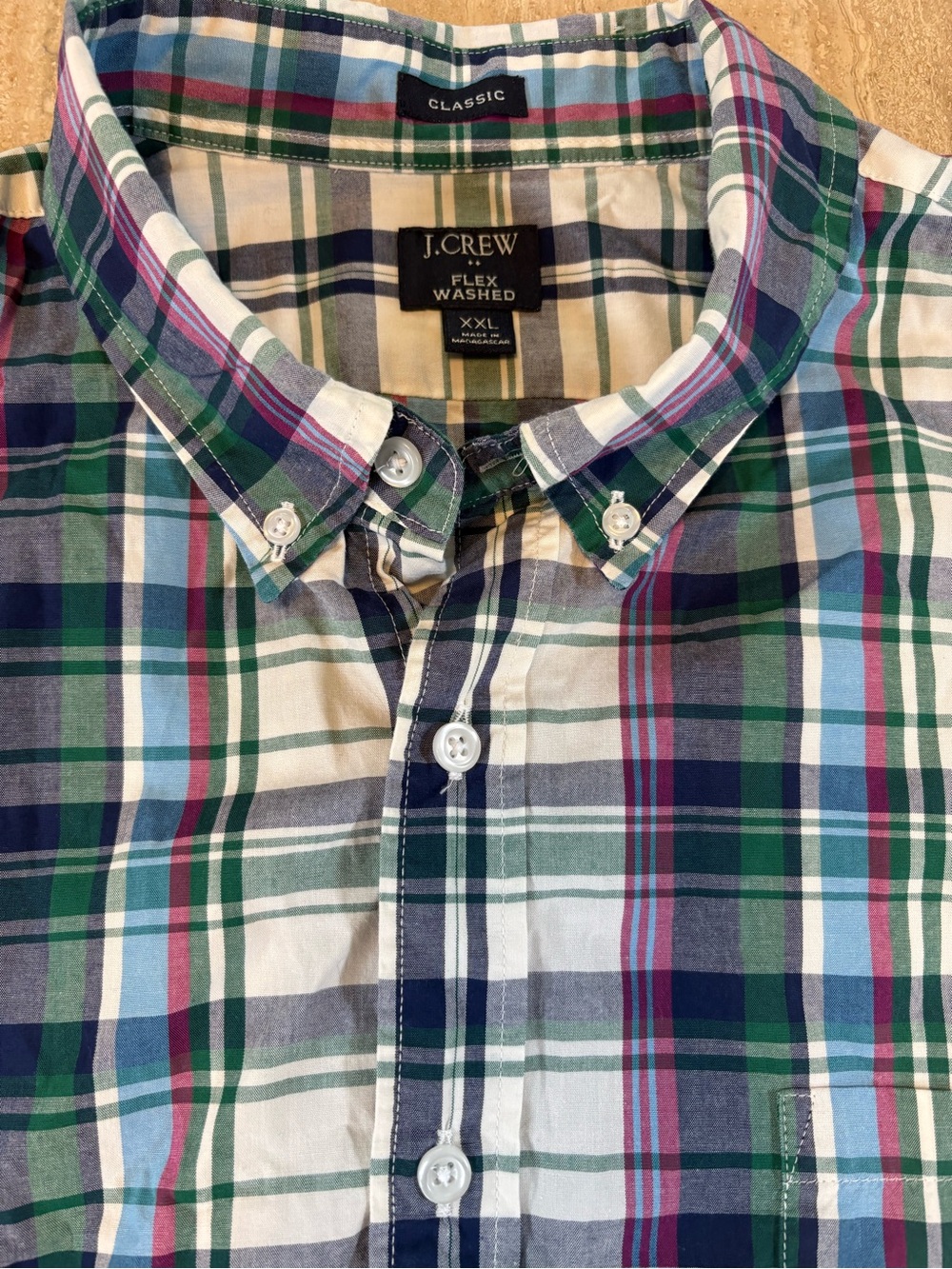 J.Crew Mens XXL Classic Flex Washed Plaid Long Sleeve Button Down Shirt